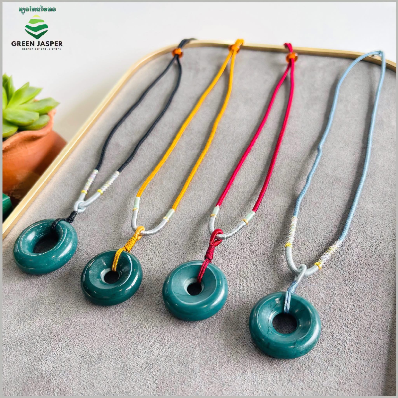 Green Jasper Donut Pendent/Women/Men